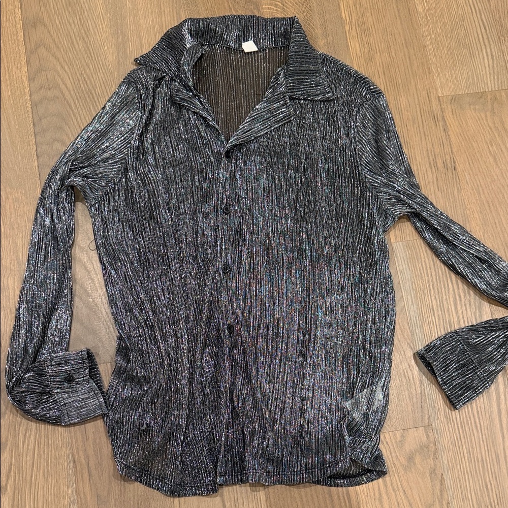 Shimmering Black Button-Up Shirt
